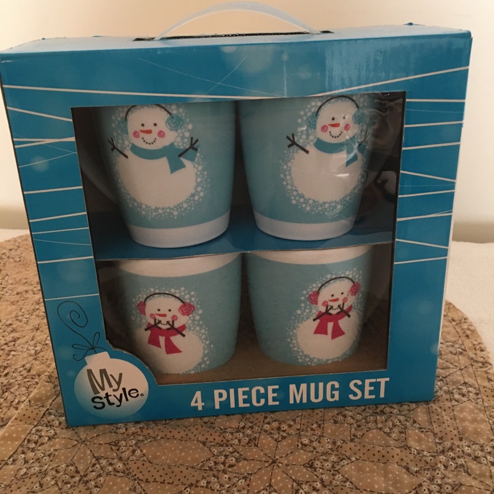 My Style Snowman 7oz Plastic Mugs Set of 4 NIB